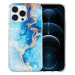 For iPhone 12 Pro IMD Shell Pattern TPU Phone Case(Blue Gold Marble)