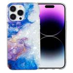 For iPhone 15 Pro Max IMD Shell Pattern TPU Phone Case(Sky Blue Purple Marble)
