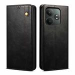 For Realme GT 6 5G Global Oil Wax Crazy Horse Texture Leather Phone Case(Black)