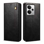 For Realme 14 5G Global Oil Wax Crazy Horse Texture Leather Phone Case(Black)