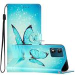 For Motorola Moto E13 Colored Drawing Leather Phone Case(Blue Butterfly)