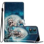 For Motorola Moto E13 Colored Drawing Leather Phone Case(Twin Wolves)