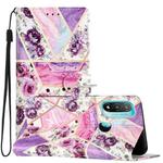 For Motorola Moto E20 /E30 /E40 Colored Drawing Leather Phone Case(Purple Marble)