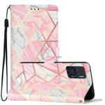 For Motorola Moto E22 Colored Drawing Leather Phone Case(Pink Marble)