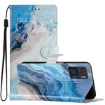 For Motorola Moto E22 Colored Drawing Leather Phone Case(Blue Marble)