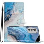 For Motorola Moto E32 Colored Drawing Leather Phone Case(Blue Marble)