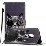For Motorola Moto G7 Power Colored Drawing Leather Phone Case(Sunglasses Cat)