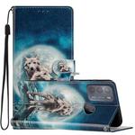 For Motorola Moto G50 Colored Drawing Leather Phone Case(Twin Wolves)