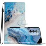 For Motorola Moto G52 Colored Drawing Leather Phone Case(Blue Marble)