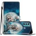 For Motorola Moto G60 Colored Drawing Leather Phone Case(Twin Wolves)