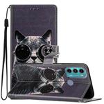 For Motorola Moto G60 Colored Drawing Leather Phone Case(Sunglasses Cat)