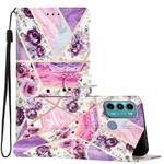 For Motorola Moto G60 Colored Drawing Leather Phone Case(Purple Marble)