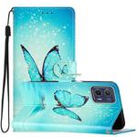 For Motorola Moto G73 Colored Drawing Leather Phone Case(Blue Butterfly)