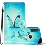 For Motorola Moto One Action Colored Drawing Leather Phone Case(Blue Butterfly)