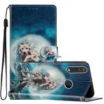 For Motorola Moto One Action Colored Drawing Leather Phone Case(Twin Wolves)