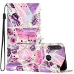 For Motorola Moto One Action Colored Drawing Leather Phone Case(Purple Marble)