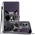 For Motorola Moto G14 Colored Drawing Leather Phone Case(Sunglasses Cat)