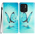 For Motorola Edge 40 Colored Drawing Leather Phone Case(Blue Butterfly)