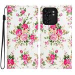 For Motorola Edge 40 Colored Drawing Leather Phone Case(Peonies)