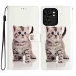 For Motorola Edge 40 Colored Drawing Leather Phone Case(Little Tabby Cat)