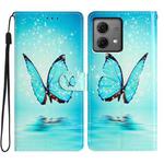 For Motorola Moto G84 5G Colored Drawing Leather Phone Case(Blue Butterfly)