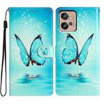 For Motorola Moto G32 Colored Drawing Leather Phone Case(Blue Butterfly)