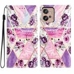 For Motorola Moto G32 Colored Drawing Leather Phone Case(Purple Marble)