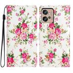 For Motorola Moto G32 Colored Drawing Leather Phone Case(Peonies)