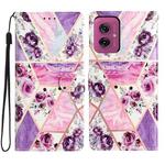 For Motorola Moto G55 Colored Drawing Leather Phone Case(Purple Marble)