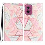 For Motorola Moto G55 Colored Drawing Leather Phone Case(Pink Marble)