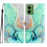 For Motorola Moto G35 Colored Drawing Leather Phone Case(Green Marble)