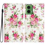 For Motorola Moto G35 Colored Drawing Leather Phone Case(Peonies)