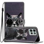 For Motorola Moto G75 5G Colored Drawing Leather Phone Case(Sunglasses Cat)