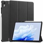 For Huawei Matepad Air Custer Pure Color 3-Fold Holder Smart Leather Tablet Case(Black)