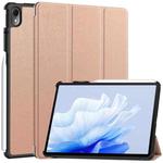 For Huawei Matepad Air Custer Pure Color 3-Fold Holder Smart Leather Tablet Case(Rose Gold)