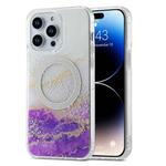 For iPhone 14 Pro Max Dual-side IMD Marble Magsafe Phone Case(White Purple)