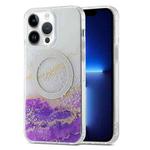 For iPhone 13 Pro Dual-side IMD Marble Magsafe Phone Case(White Purple)