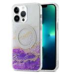 For iPhone 13 Pro Max Dual-side IMD Marble Magsafe Phone Case(White Purple)