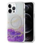 For iPhone 12 Pro Dual-side IMD Marble Magsafe Phone Case(White Purple)