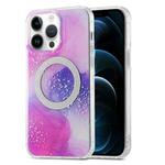 For iPhone 12 Pro Max Dual-side IMD Marble Magsafe Phone Case(Smudged Purple)