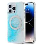 For iPhone 15 Pro Dual-side IMD Marble Magsafe Phone Case(Sky Blue)