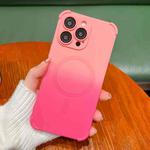 For iPhone 13 Pro Max Four-Corner Shockproof Gradient TPU Phone Case(Pink Red)