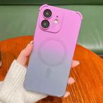 For iPhone 12 Four-Corner Shockproof Gradient TPU Phone Case(Purple Grey)