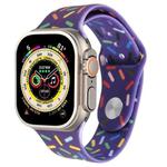 Rainbow Raindrops Silicone Watch Band For Apple Watch Ultra 49mm(Dark Purple)