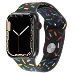 Rainbow Raindrops Silicone Watch Band For Apple Watch 7 41mm(Black)