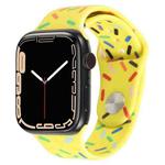 Rainbow Raindrops Silicone Watch Band For Apple Watch 7 45mm(Yellow)