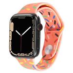 Rainbow Raindrops Silicone Watch Band For Apple Watch 7 45mm(Orange)