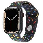 Rainbow Raindrops Silicone Watch Band For Apple Watch 4 44mm(Black)