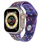 Rainbow Raindrops Silicone Watch Band For Apple Watch 9 45mm(Dark Purple)