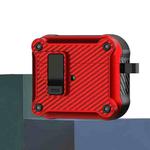 For AirPods 3 Carbon Fiber Magnetic Automatic Switch Earphone Protective Case(Red)